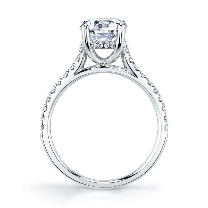 Mars Round Engagement Ring with Hidden Halo 14K White Gold 27039RD