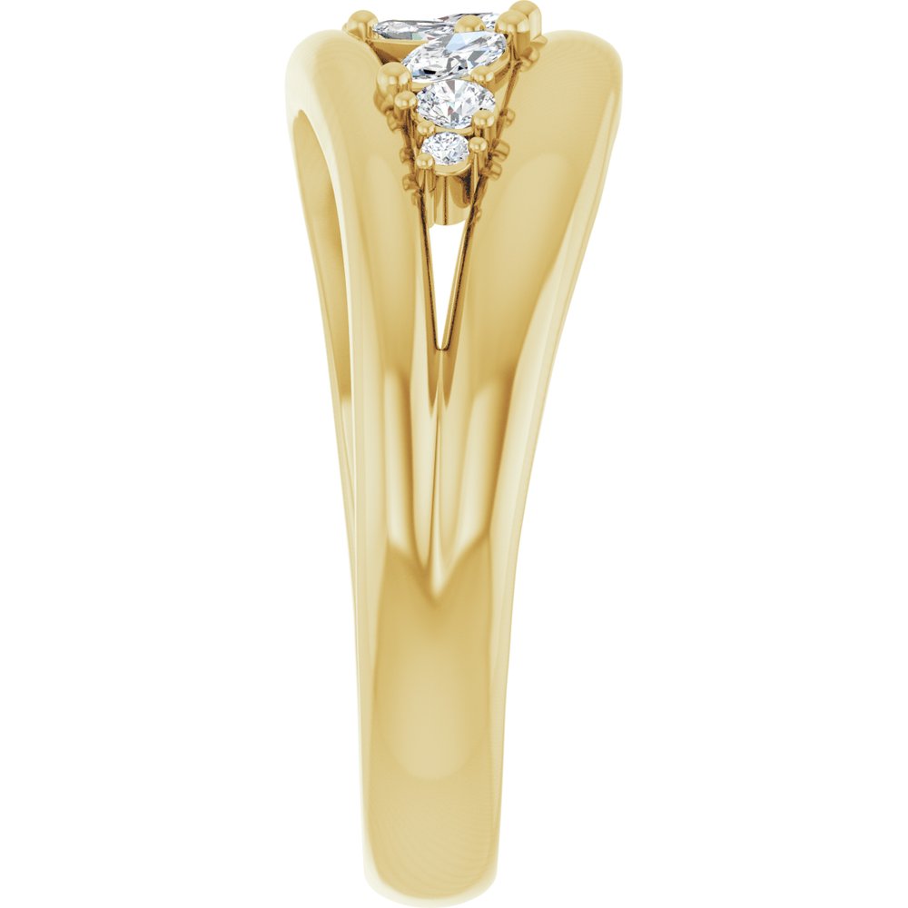 14k Yellow Gold Open Band With Marquise Diamonds