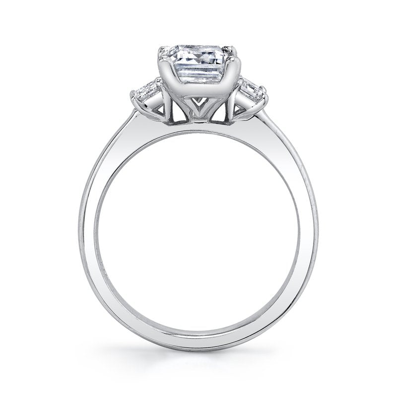 14k White Gold Three-Stone Engagement Ring Set With 3.00 CRT Emerald Cut Lab-Grown Diamond
