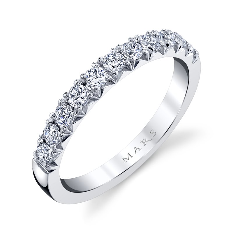 14k White Gold 0.25 CRT Fishtail Pave Ladies Band