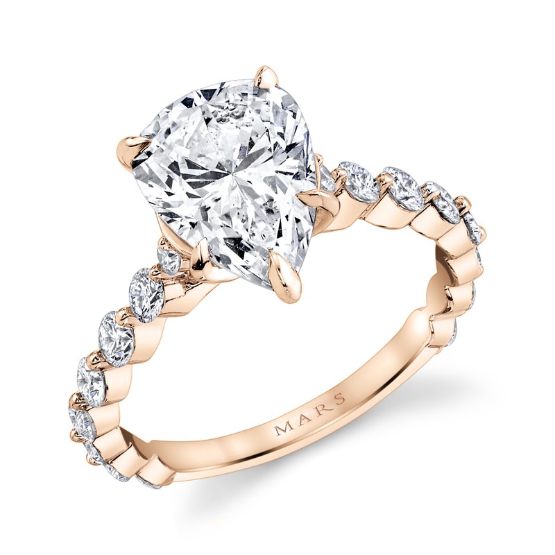 14k Rose Gold Engagement Ring Set With 2.50 CRT Pear Shape Lab-Grown Diamond