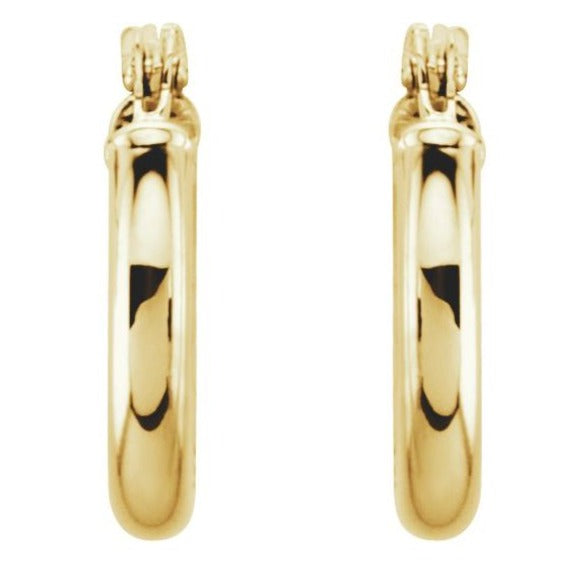 14K Yellow Tube 13 mm Hoop Earrings
