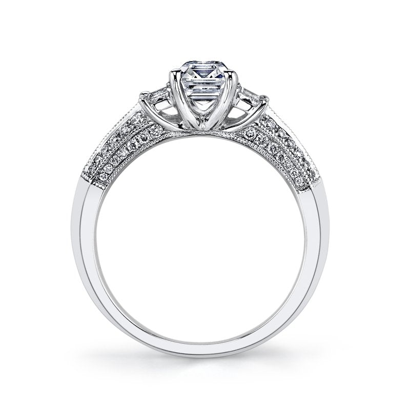 Three Stone Knife Edge Engagement Ring