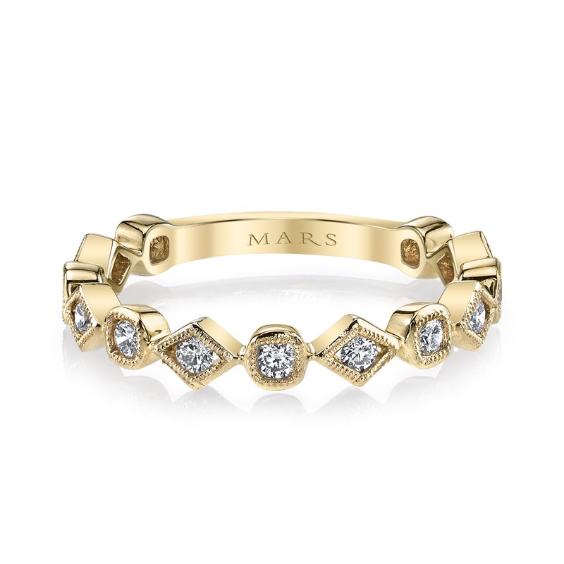 Yello Gold Bezel Set stackable Band With Milgrain Edging