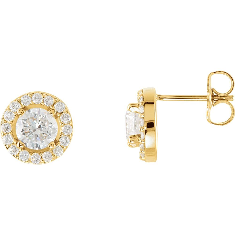 14K Yellow 1 3/8 CTW Natural Diamond Halo-Style Earrings