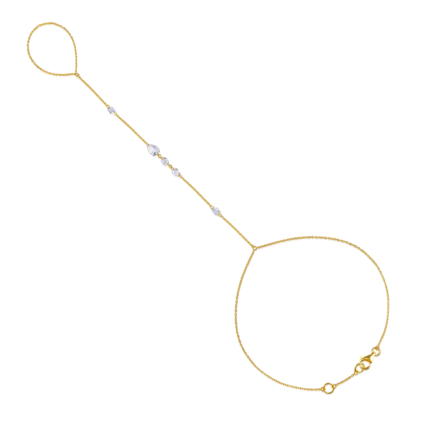 14k Yellow Gold With Rose Cut Diamonds Hand Chain