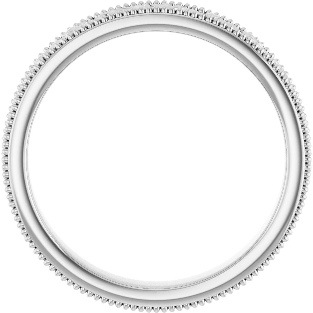14K Gold 3.2 mm Milgrain Edge Floral Flat Ladies' Band