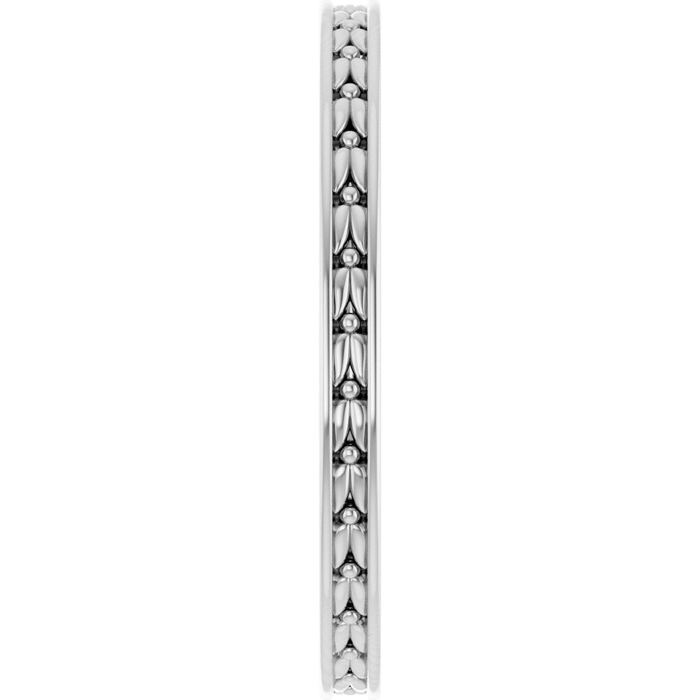 14k Gold 2mm Floral Flat Ladies' Band