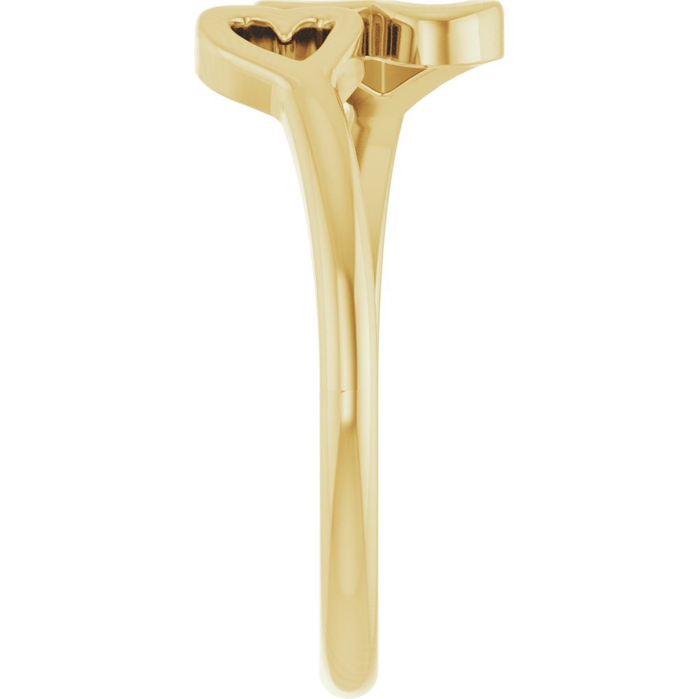 14k Yellow Gold Double Heart Fashion Ring