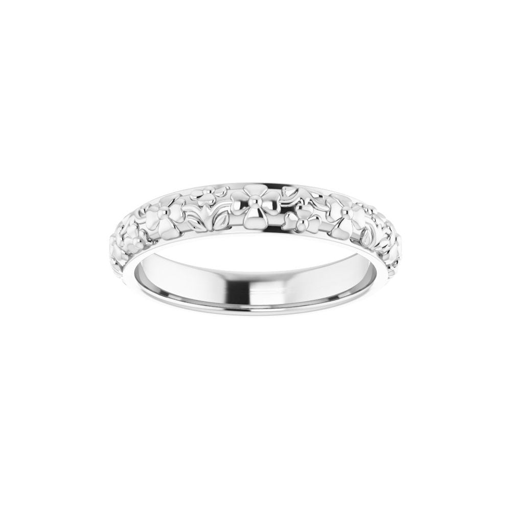 14k Gold 3.6mm Floral Half Round Ladies' Band