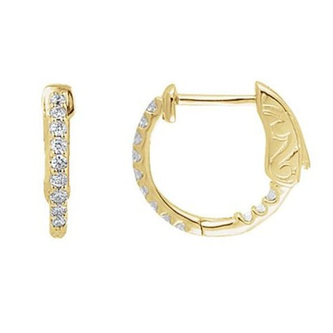14K Yellow 1/4 CTW Natural Diamond Inside-Outside 14.5 mm Hinged Hoop Earrings