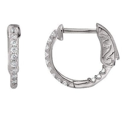 Platinum 1/4 CTW Natural Diamond Inside-Outside 14.5 mm Hinged Hoop Earrings