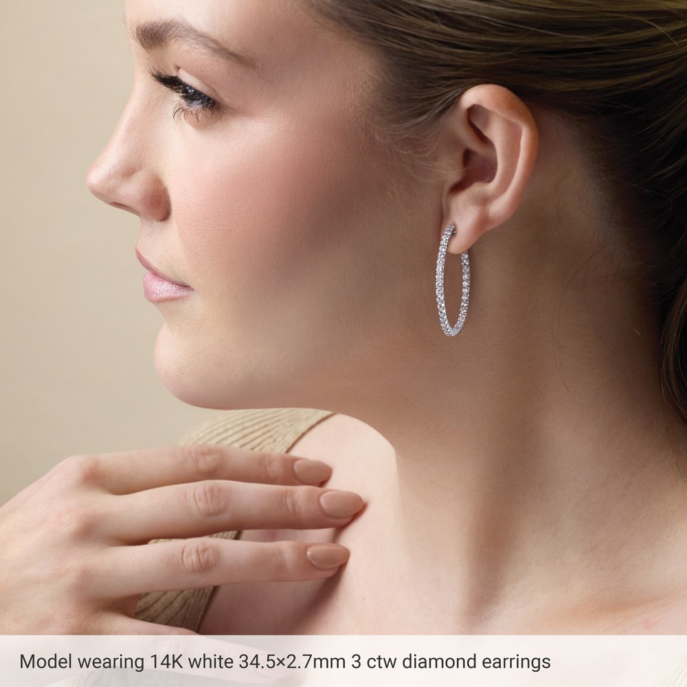 14k Yellow Gold Inside Out 5 CTW Diamond Hoops