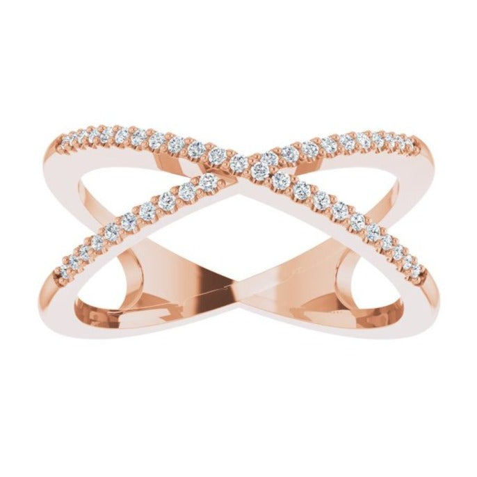 14K Rose 1/6 CTW Natural Diamond Criss-Cross Ring