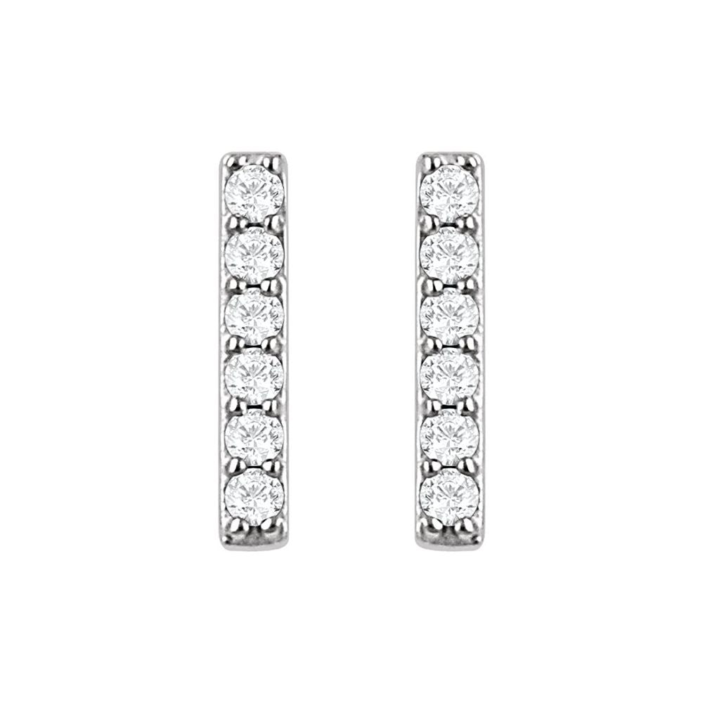 14K White 1/10 CTW Lab-Grown Diamond Bar Earrings