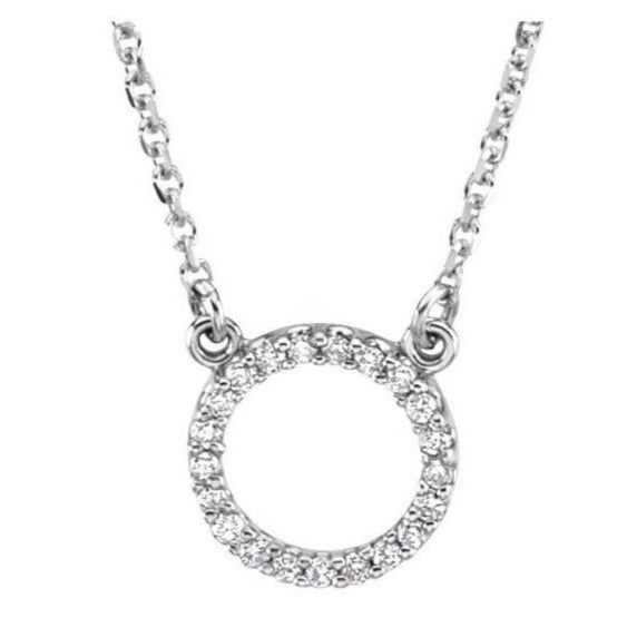 14K White .08 CTW Natural Diamond Circle 16" Necklace