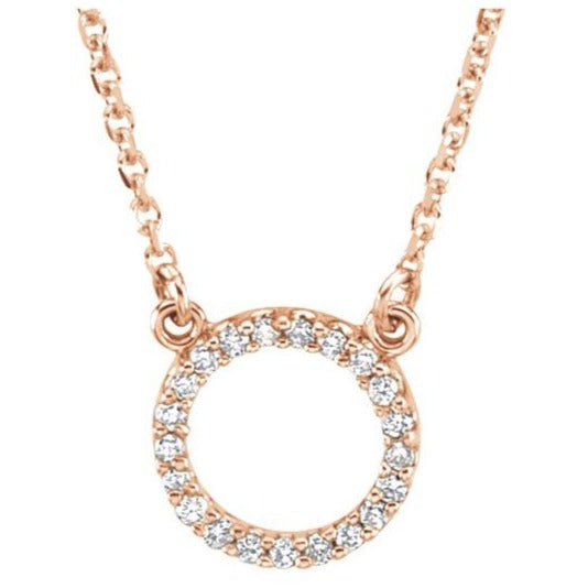 14K Rose .08 CTW Natural Diamond Circle 16" Necklace