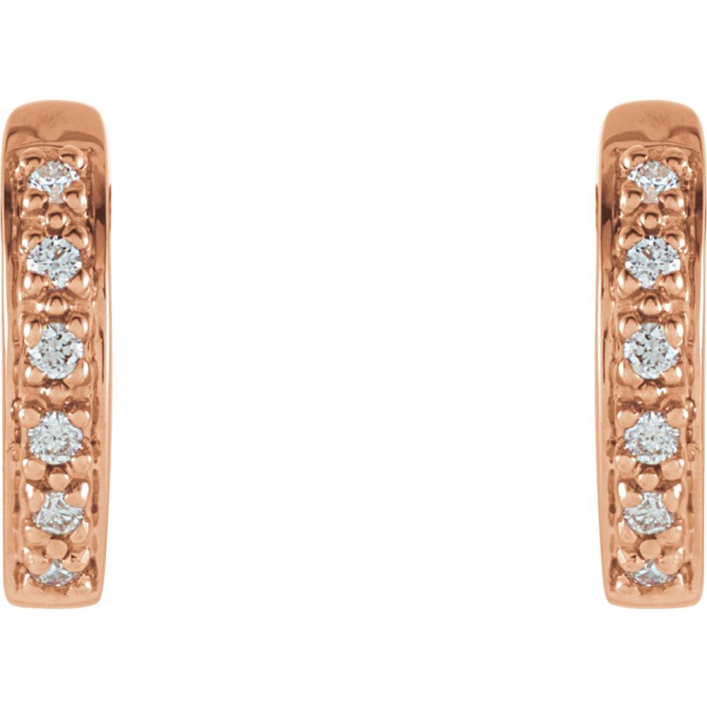 14K Rose 1/10 CTW Natural Diamond Hinged Hoop Earrings
