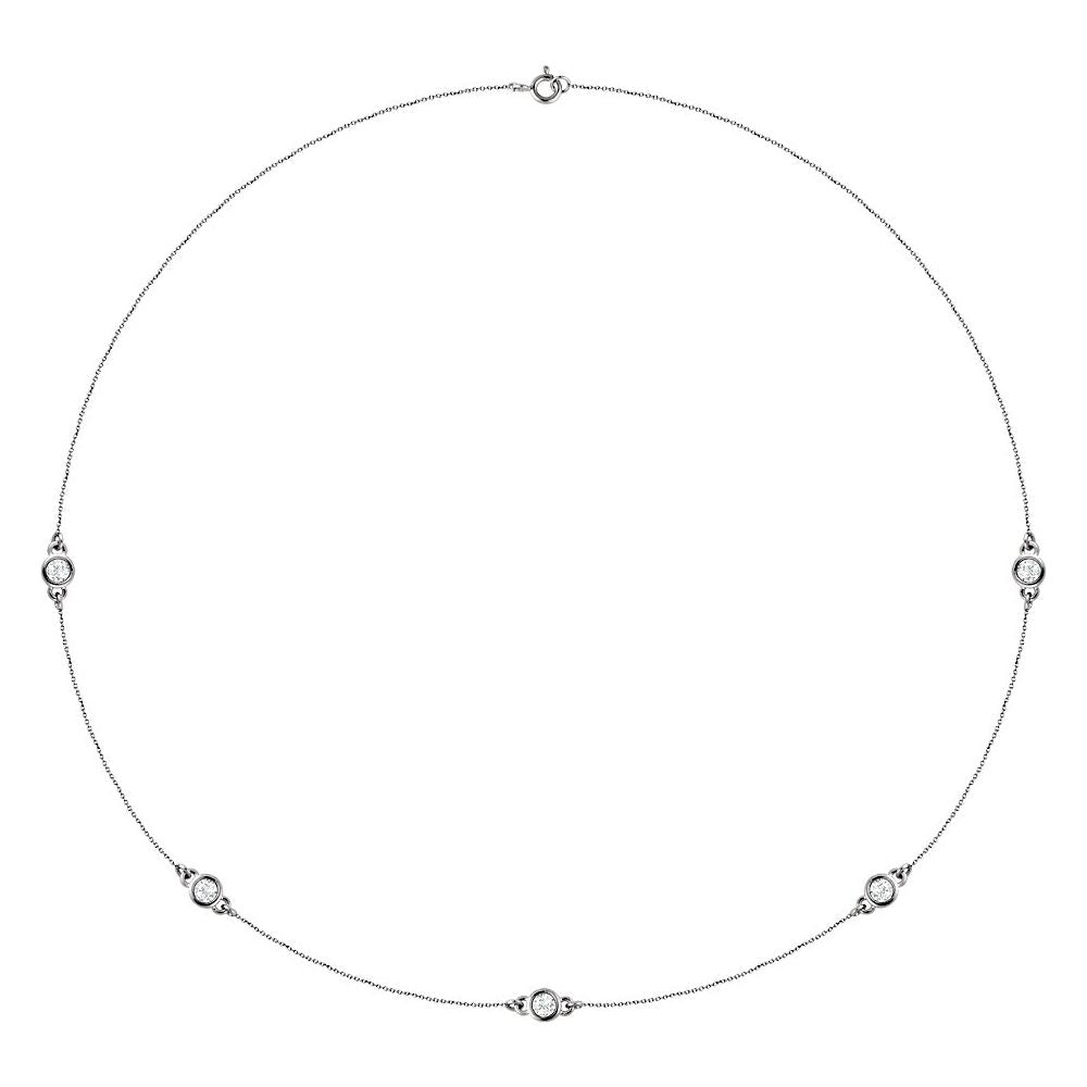 14K White 1/4 CTW Lab-Grown Diamond 5-Station 18" Necklace