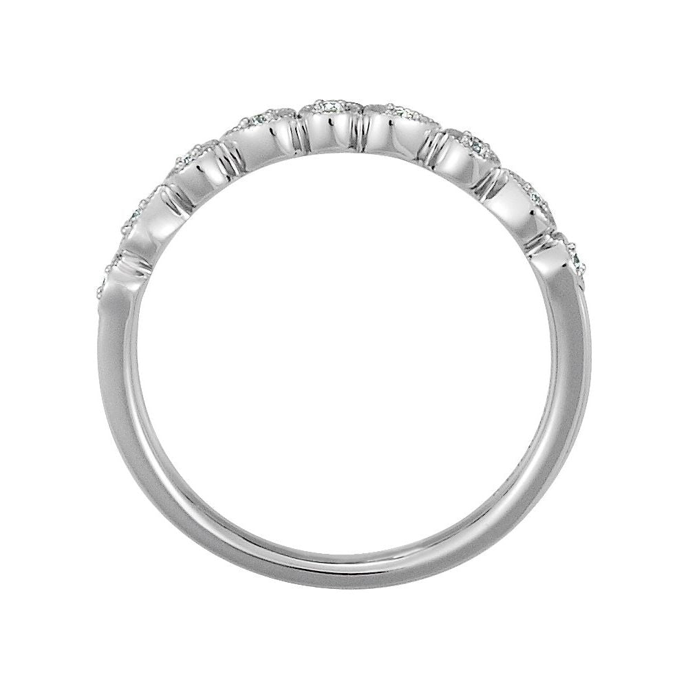 14K White .04 CTW Natural Diamond Stackable Ring