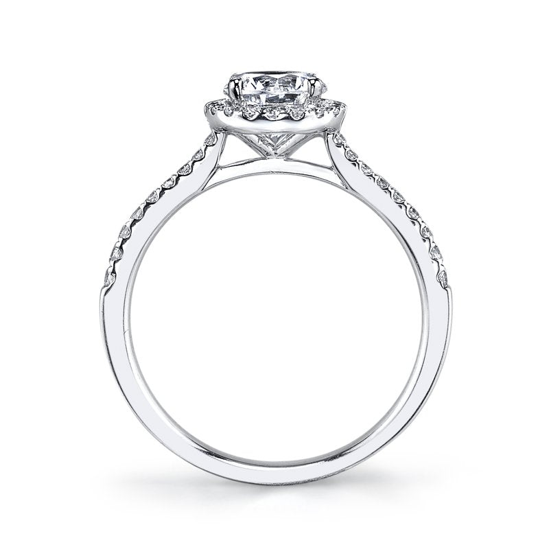 14k White Gold Engagement Ring Halo Style Set With 2.00 CRT Round Brilliant Cut Lab-Grown Diamond