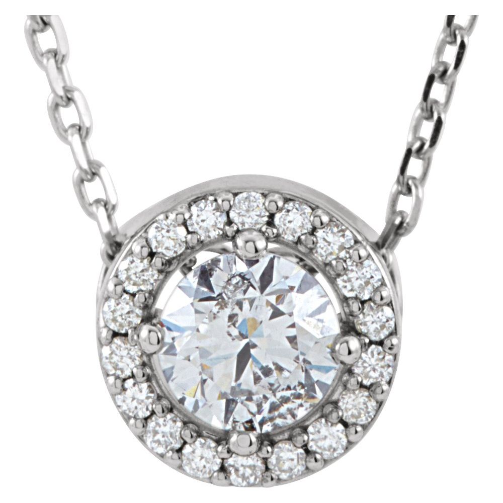 14K White 3/8 CTW Natural Diamond Halo-Style 16" Necklace