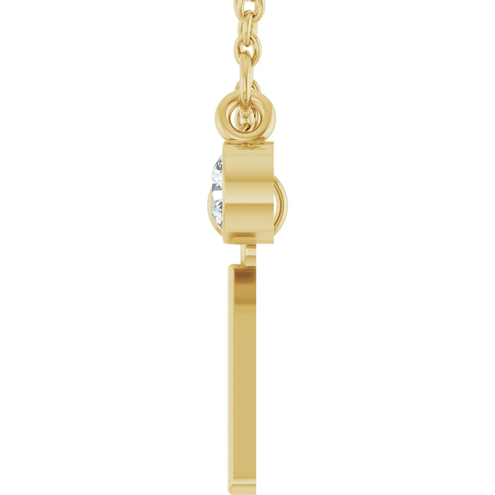 Initial Pendant with Round Bezel Diamond Necklace
