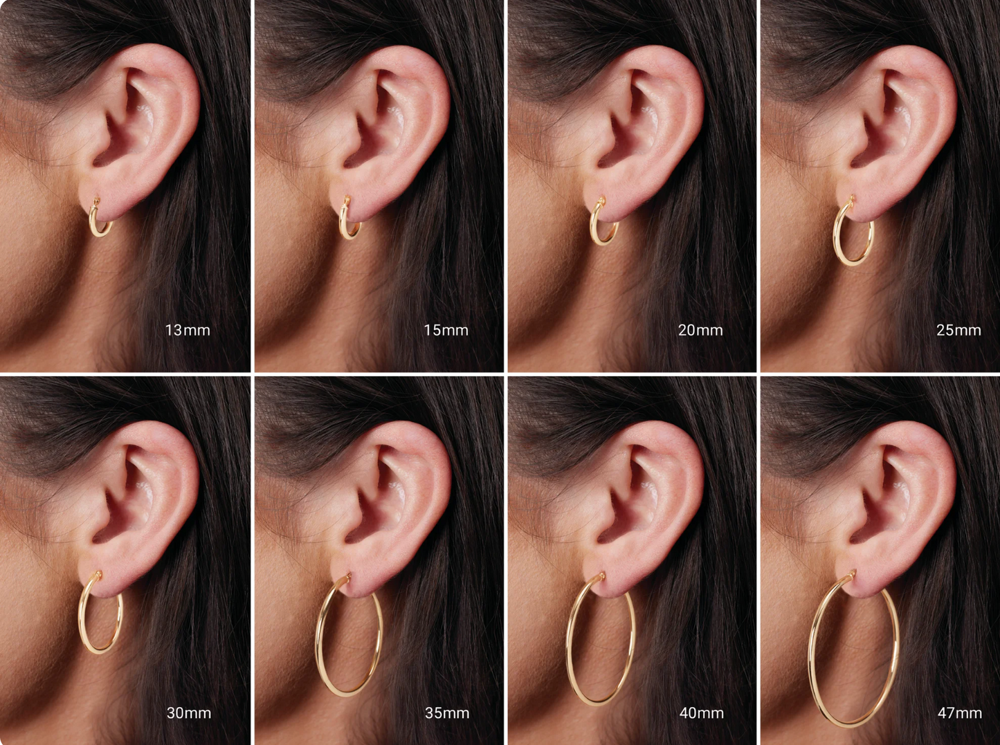 14K Rose Tube 48 mm Hoop Earrings