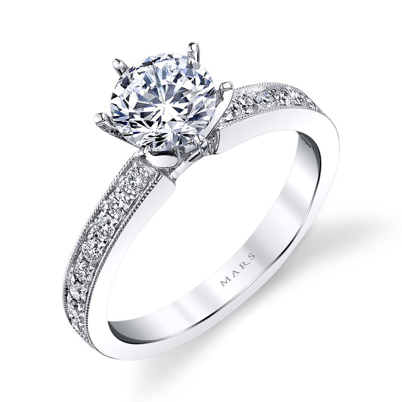 14k White Gold Engagement Ring Set With 2.00 CRT Round Brilliant Cut Lab-Grown Diamond