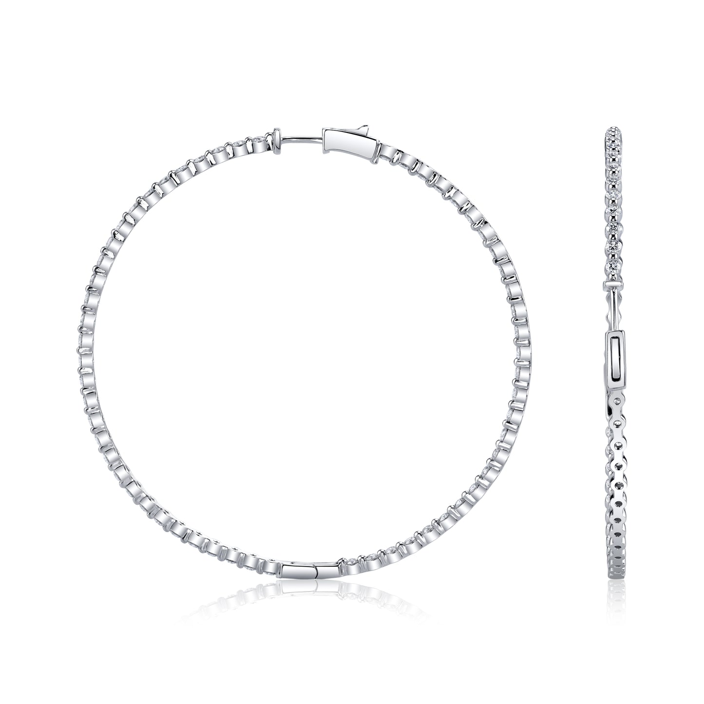 Diamond Hoops 14K White Gold 3.75 TDW