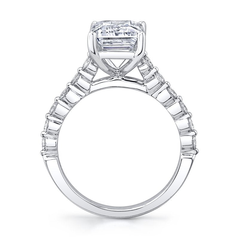 14k White Gold Engagement ring set with a 2.50 CRT Emerald Cut Lab-Grown Diamond