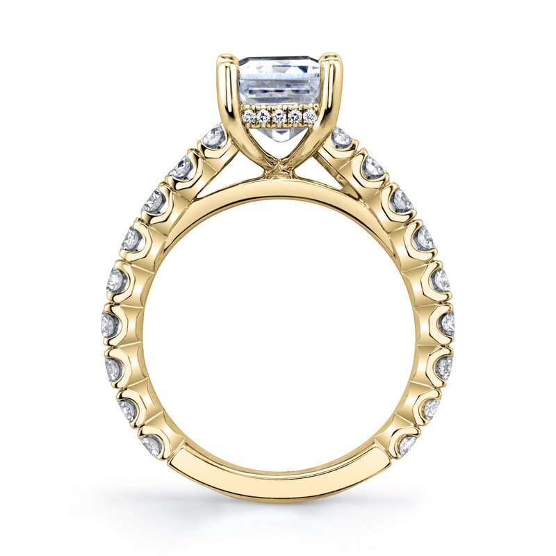 Mars Emerald Engagement Ring with Hidden Halo 14K Yellow Gold