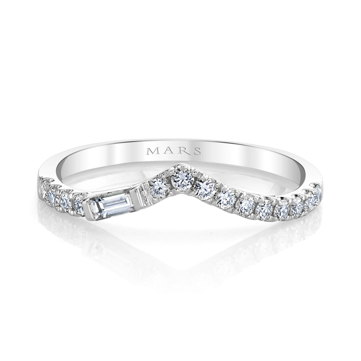 14K White Gold Curved Diamond Band
