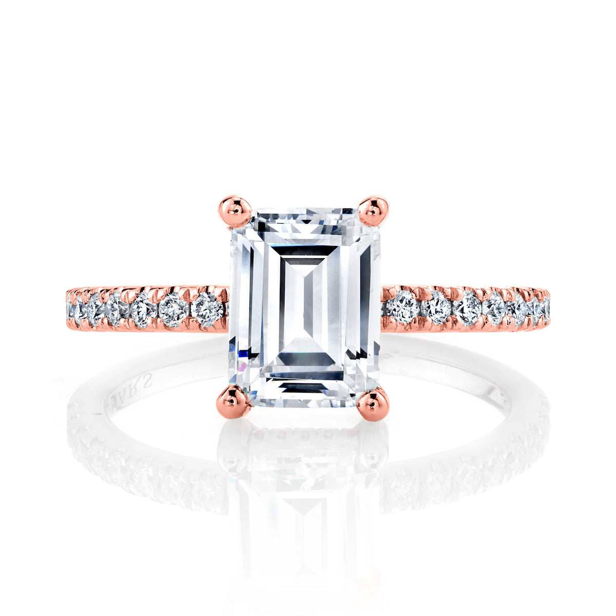 Mars Emerald Engagement Ring 14K Rose Gold