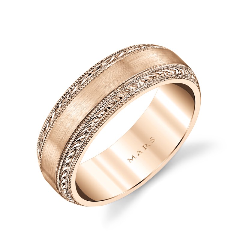 Men's 7mm Brushed Center with Milgrain Edging Wedding Band
