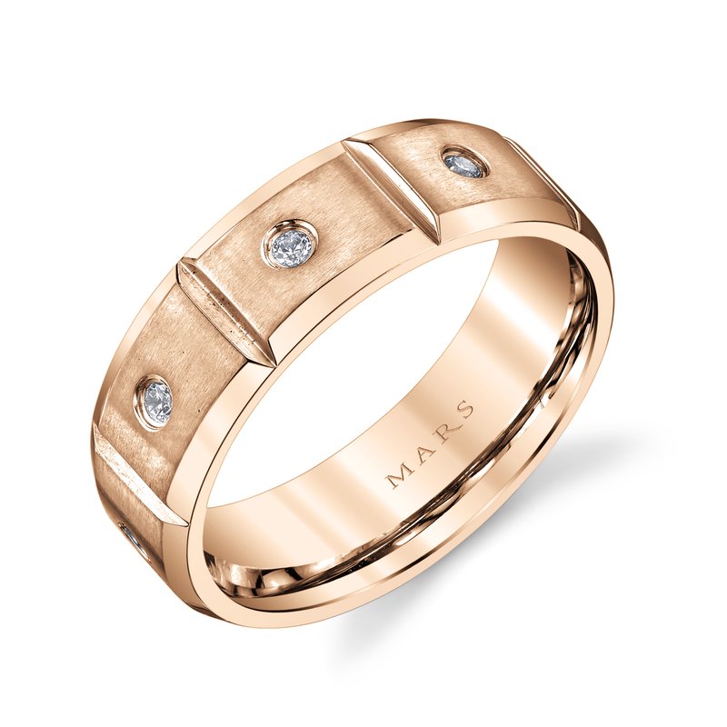 Men's 7mm Brushed Finish 0.25 CRT Round Diamonds Bezel Set Wedding Band