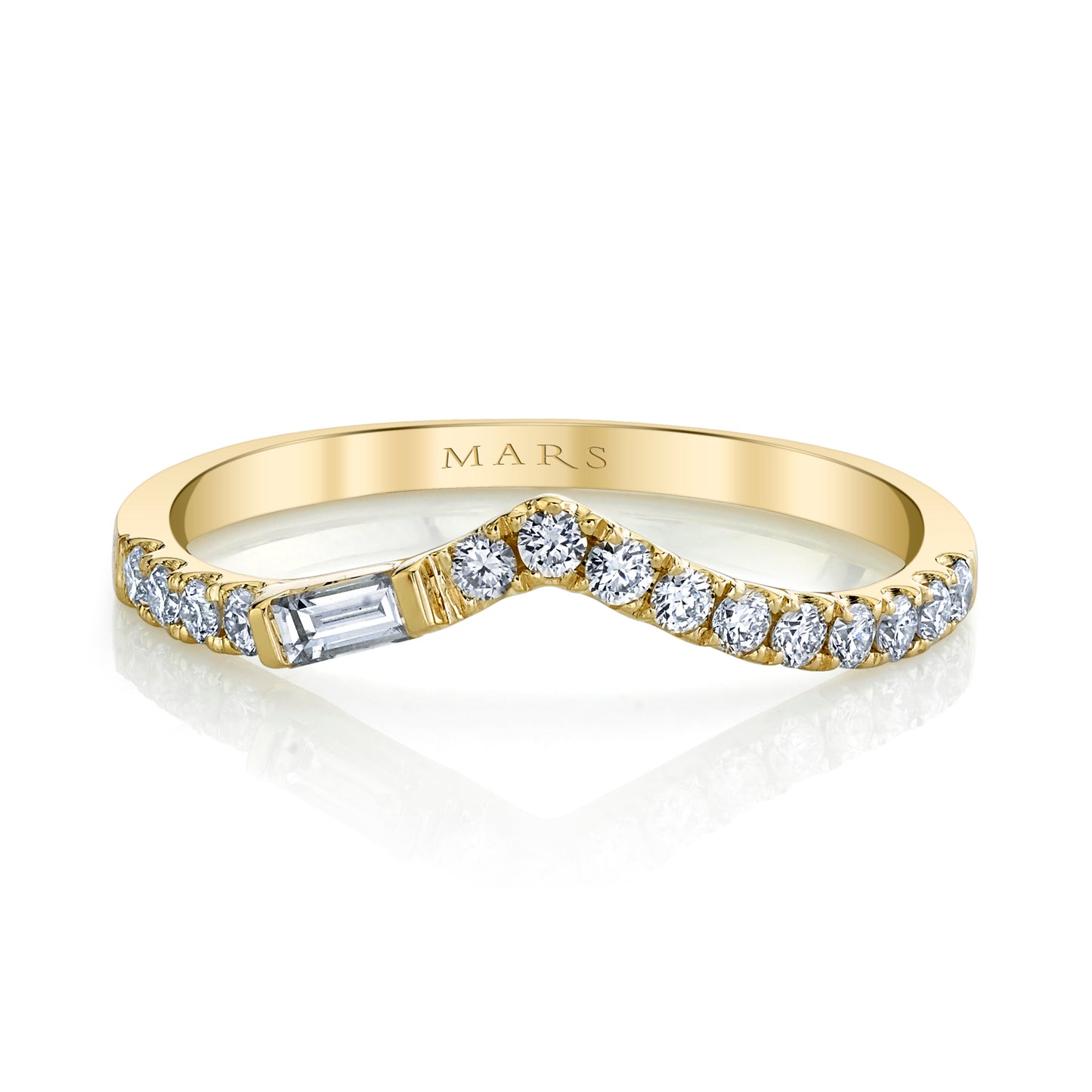 14K Yellow Gold Curved Diamond Band