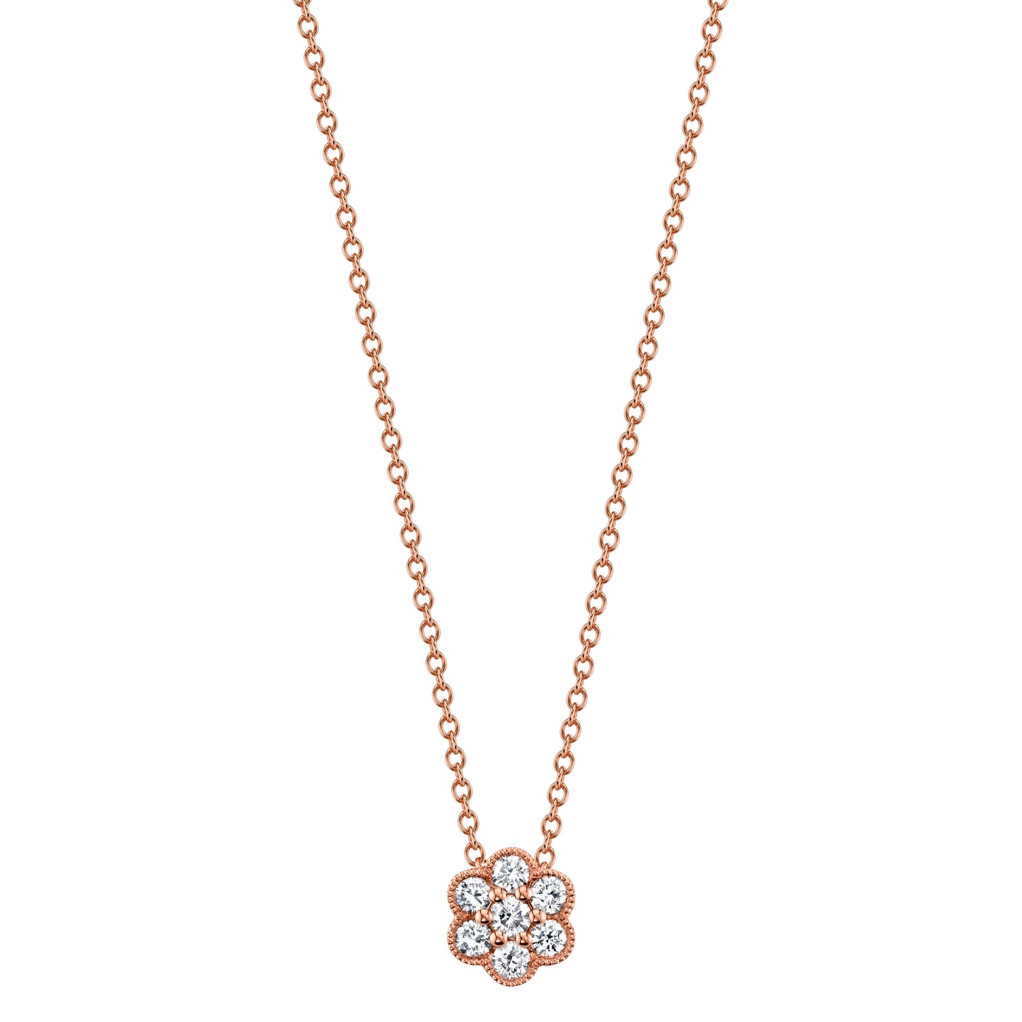 Rose Gold Diamond Flower Pendant