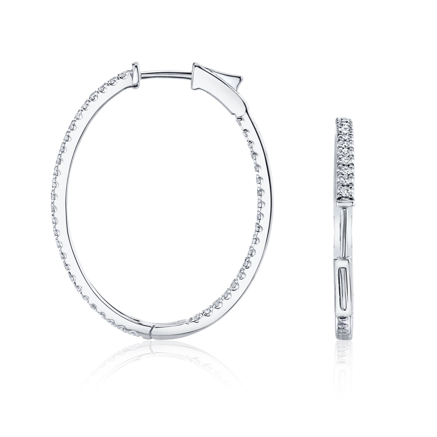 Diamond Hoops 14K White Gold 0.80 TDW
