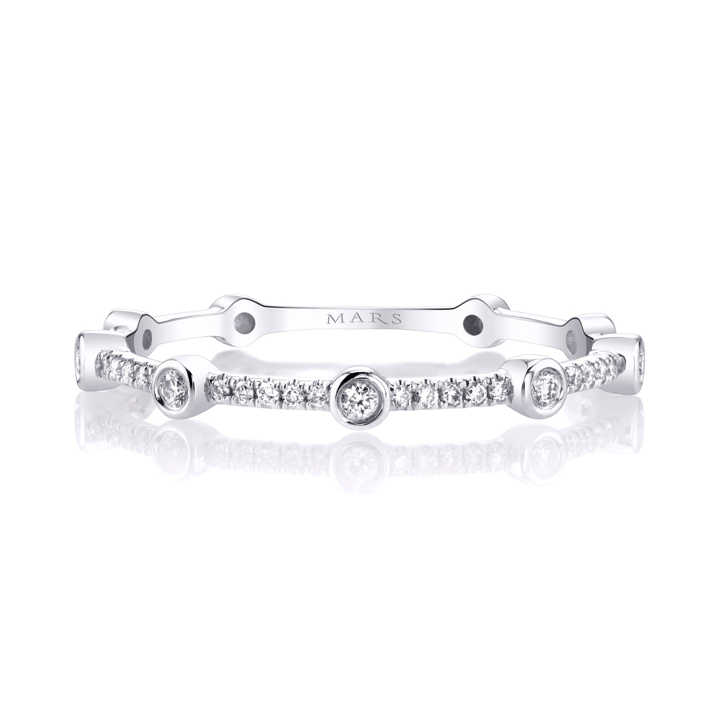 14K White Gold Dainty Station Band