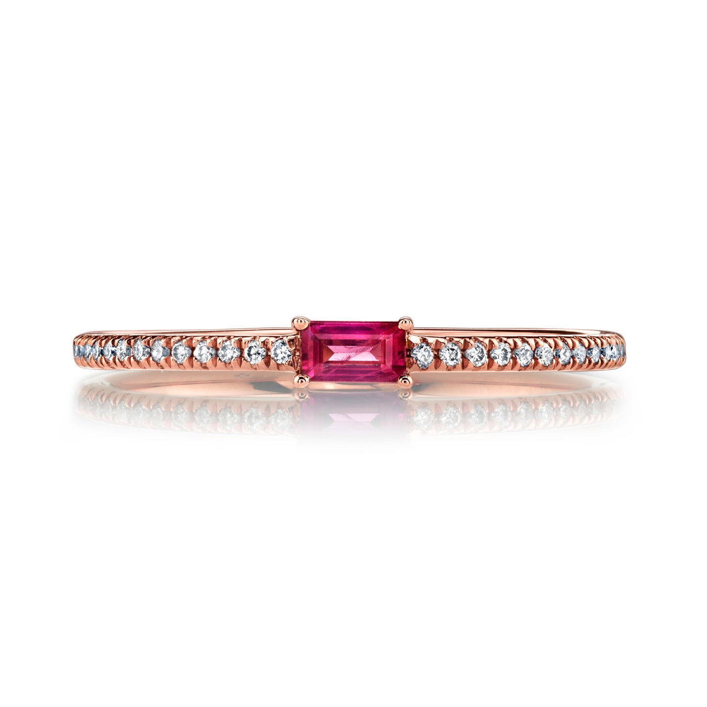 14K Rose Gold Dainty Pink Sapphire Band