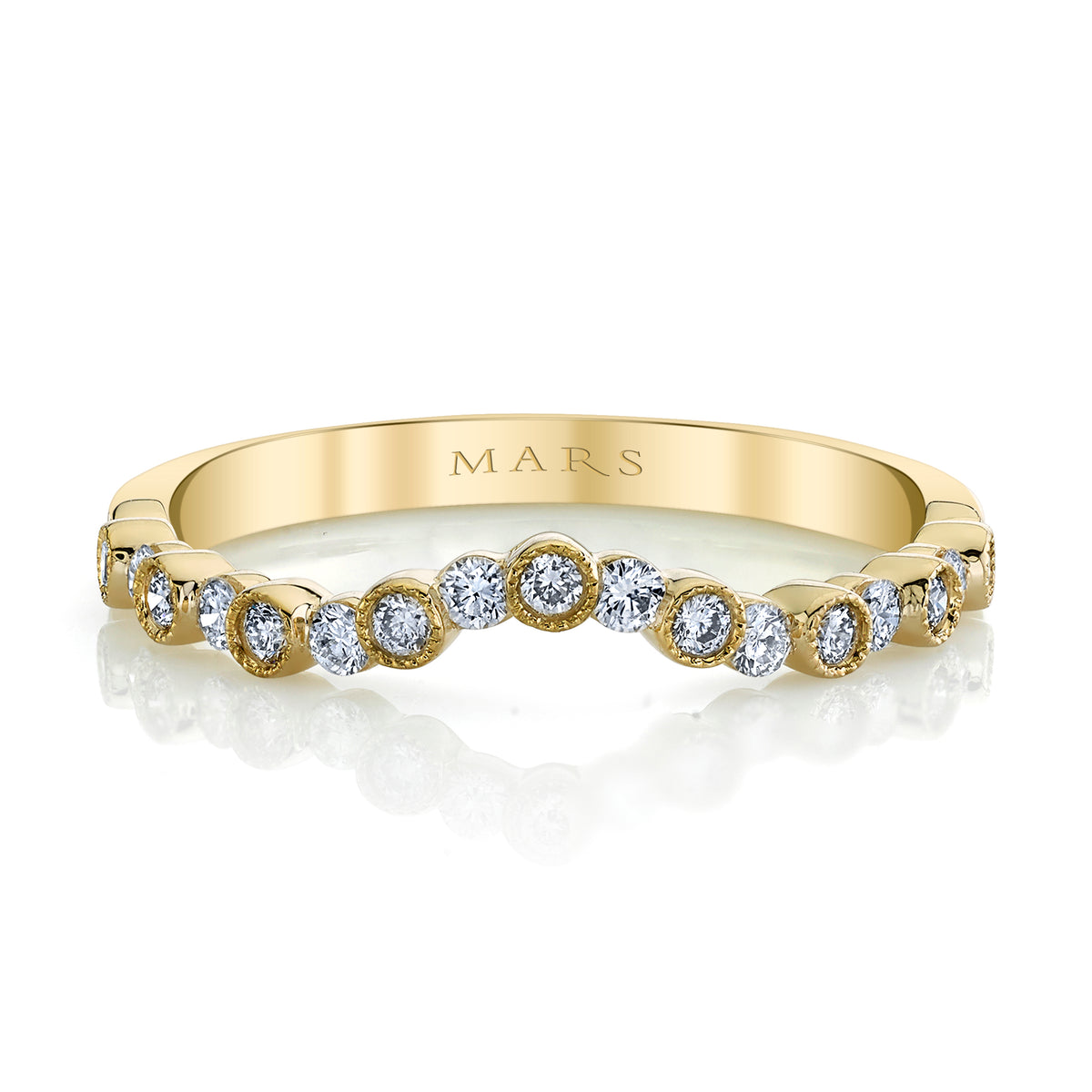 14K Yellow Gold Curved Bezel Set Band
