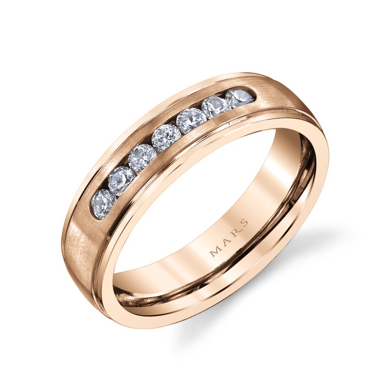 Men's Seven Stone Channel Set with Beveled Edge Wedding Band