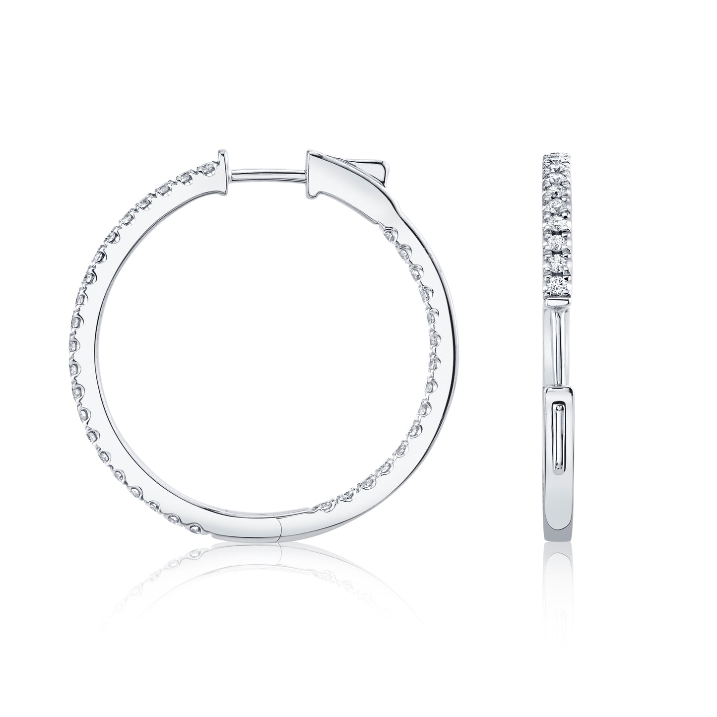 Diamond Hoops 14K White Gold 0.85 TDW