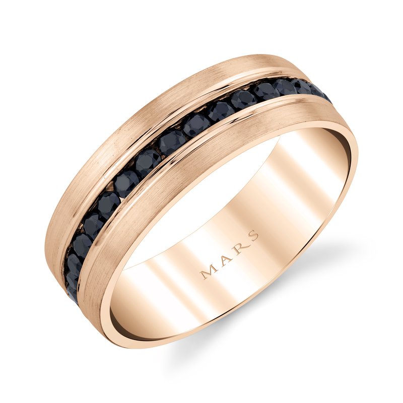 Men's 7mm Satin Finish with 1.35 CRT Black Diamond Wedding Band