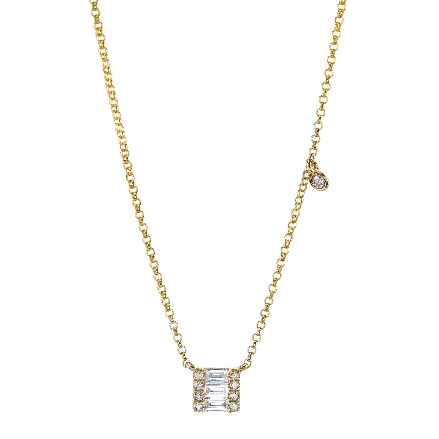 Yellow Gold Diamond Baguette Pendant