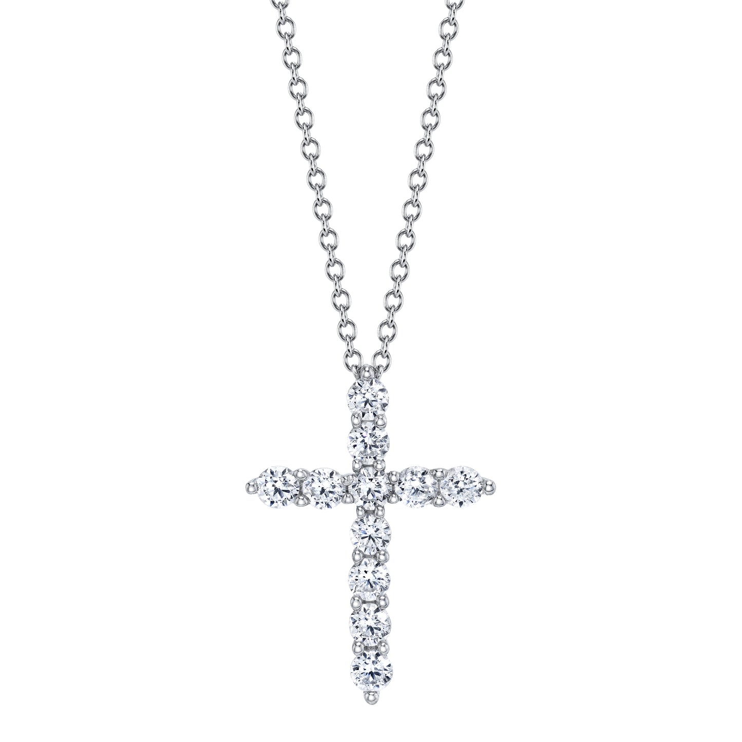 White Gold Diamond Cross Pendant 0.48 CRT