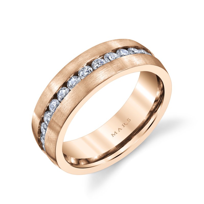 Men's 7mm Half Round with Center Channel 1.68 CRT Brushed Wedding Band