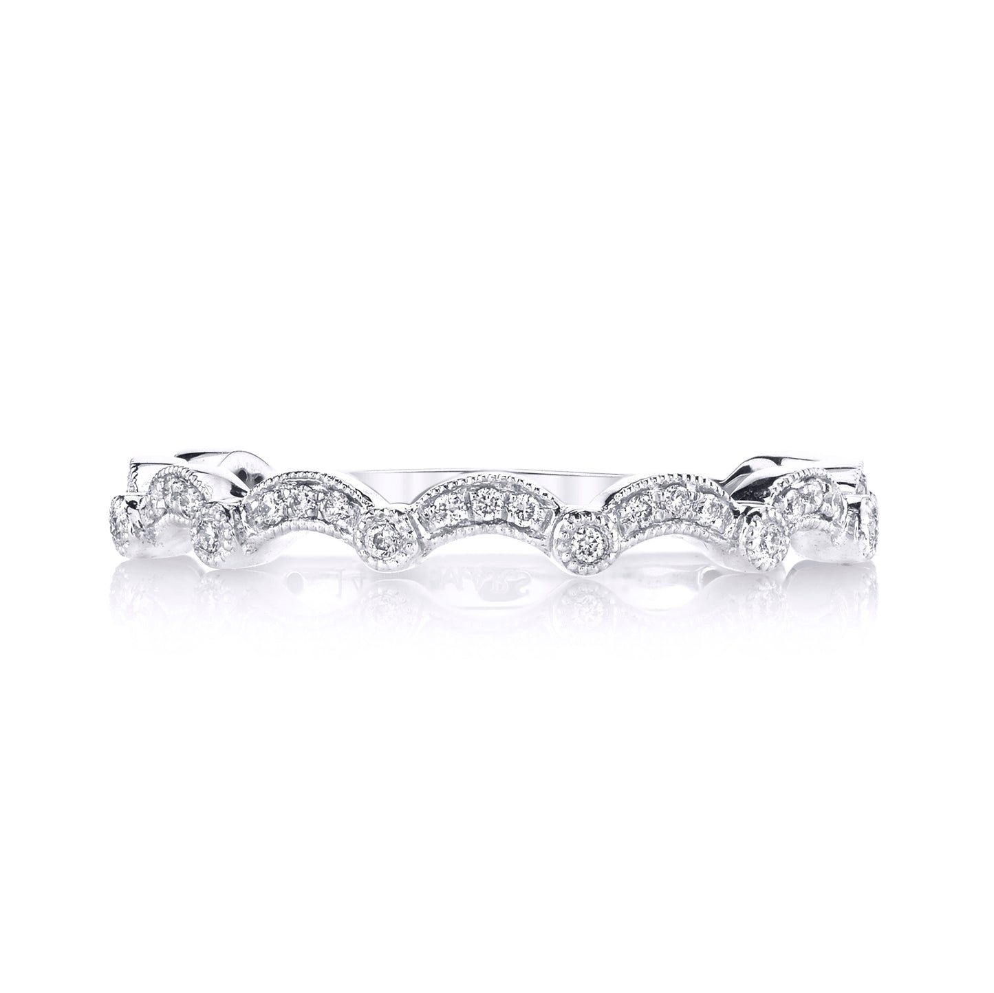 14K White Gold Diamond Wave Band