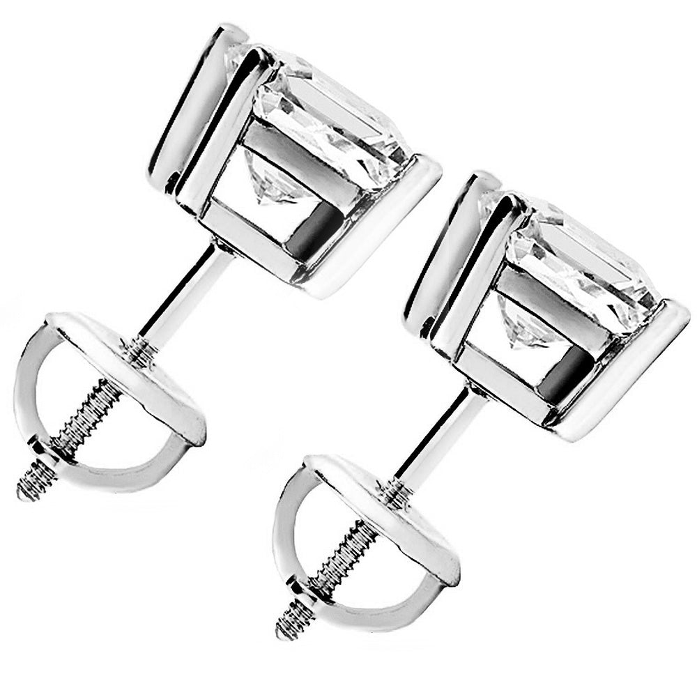 14k White Gold Diamond Studs 4 Carat Total Diamond Weight Round Lab-Grown